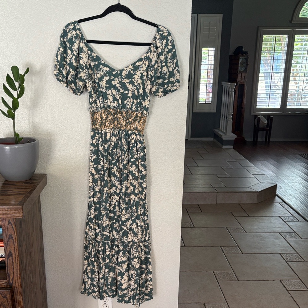 Black Tape_ Green Floral Maxi Dress